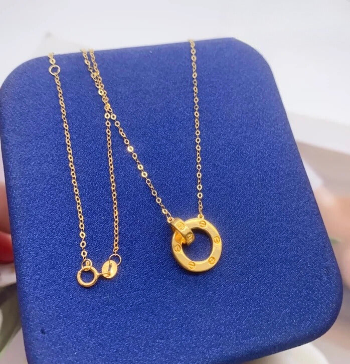 Linked Love Screw Ring Charm Necklace