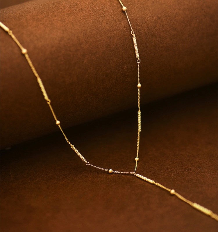 Panel & Bead Chain Lariat Necklace