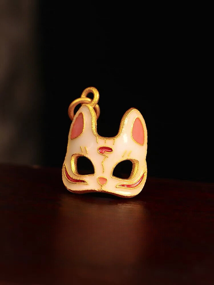 Feline Oni Mask Charm Pendant