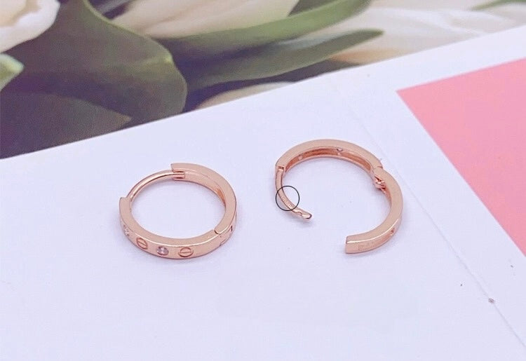 Jewelled Love Screw Huggie Hoops