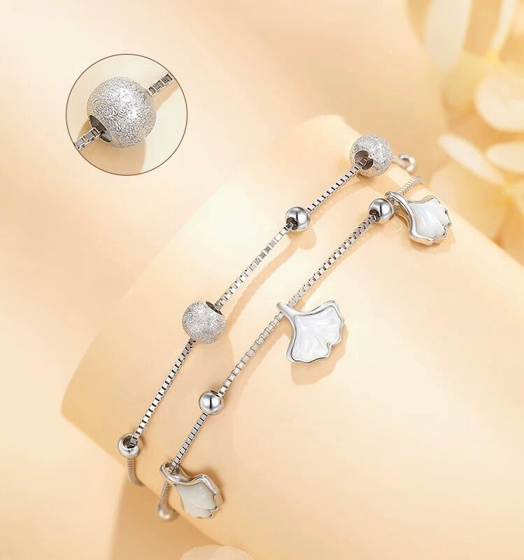 Frost Dome & Shell Twin Box Chain Bracelet