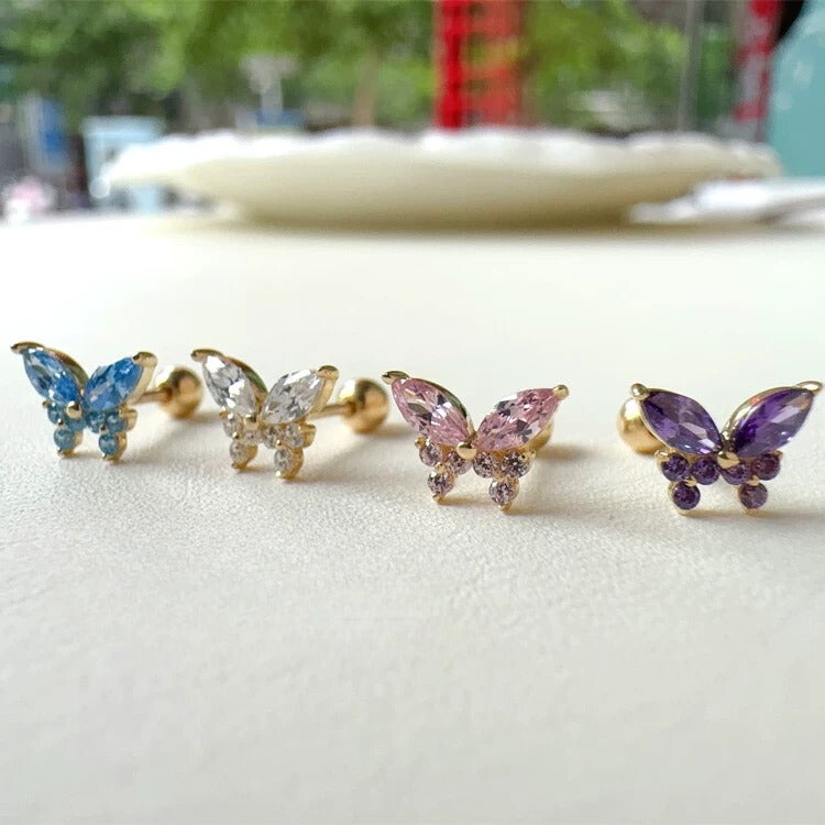 Bezel Butterfly Stud Earrings