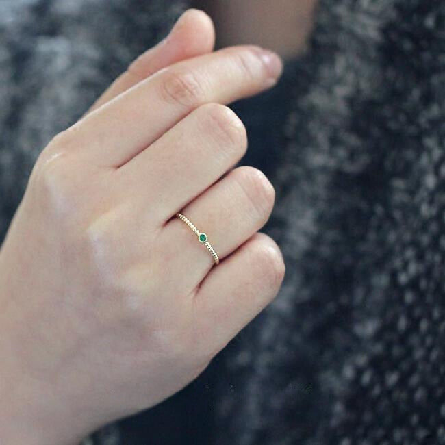 Emerald Beaded Stackable Ring