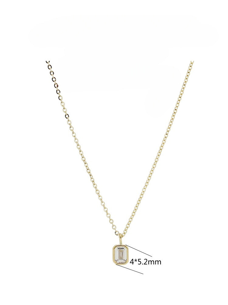 Cubed Oval Solitaire Necklace