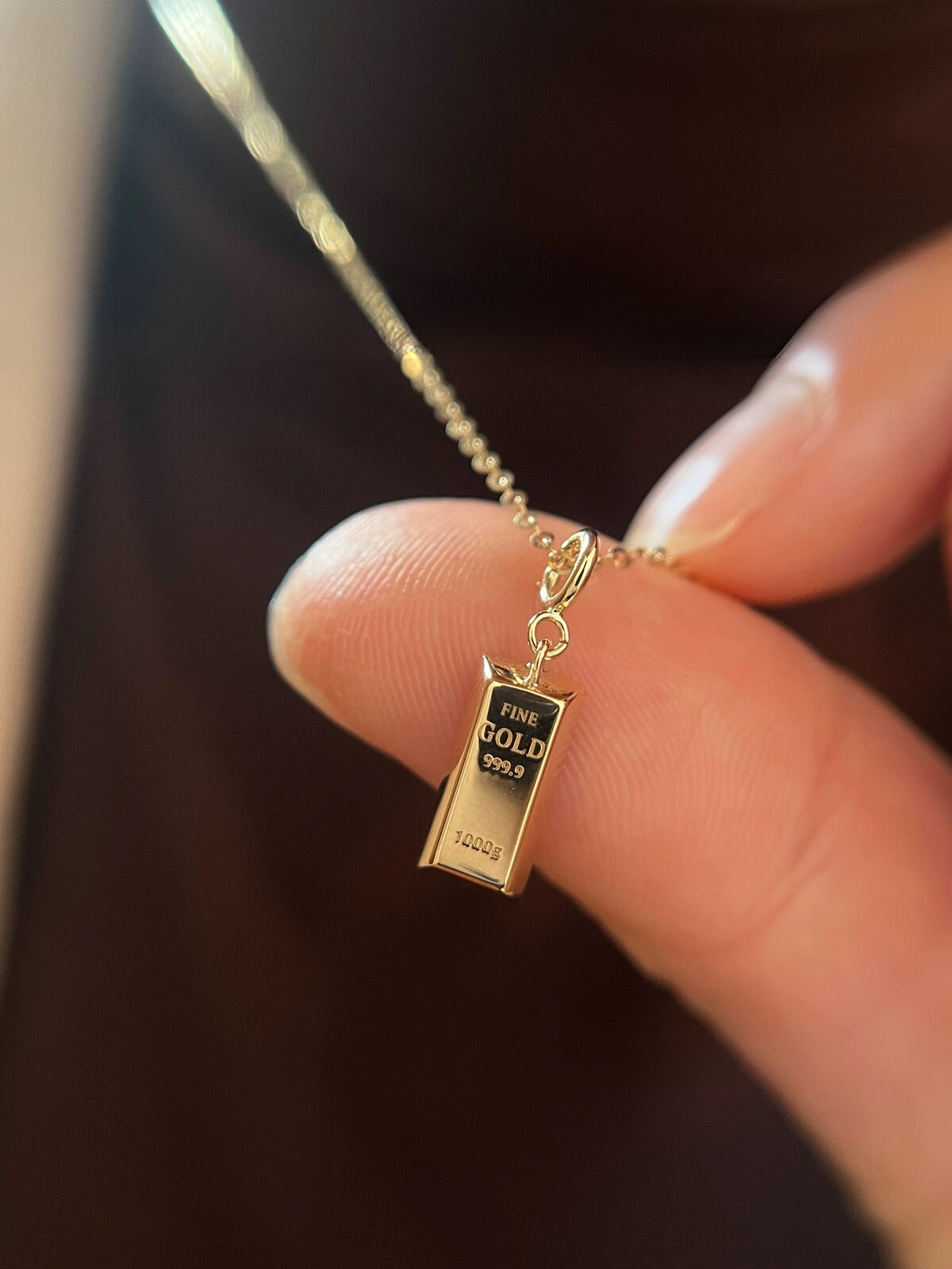 Detachable Gold Bar Charm Necklace