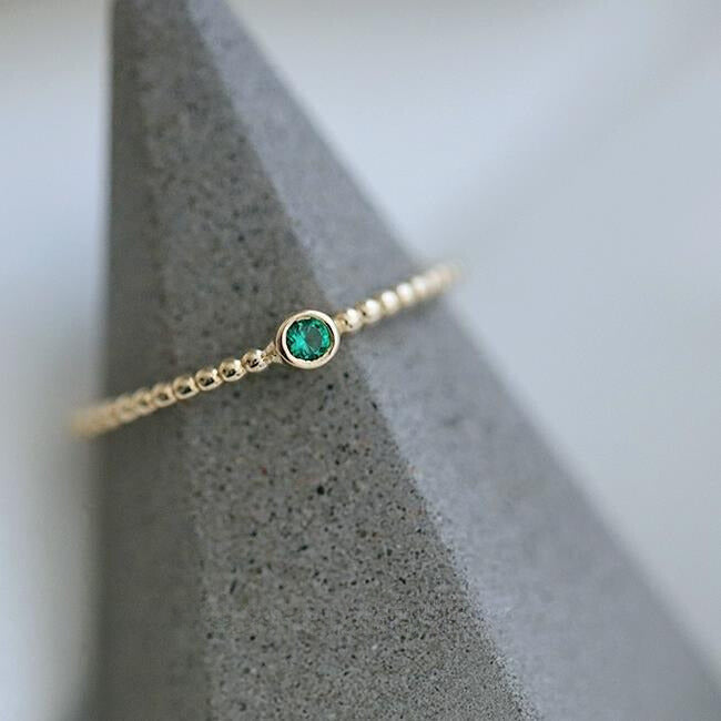 Emerald Beaded Stackable Ring