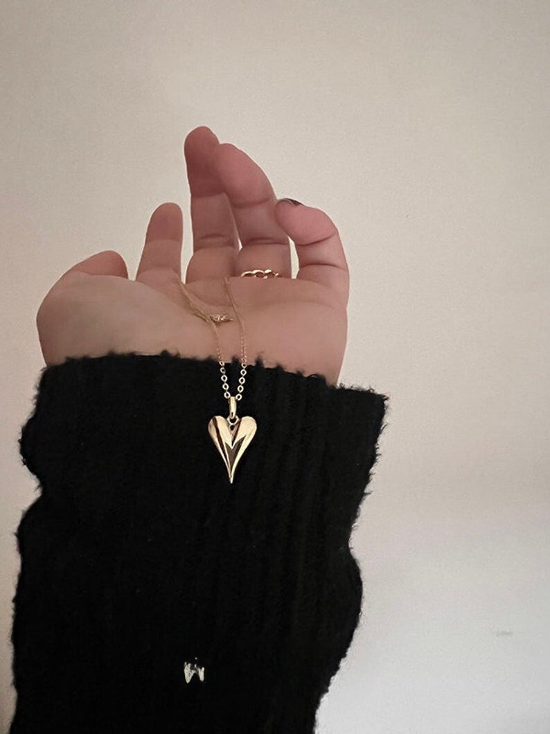 Dagger Heart Charm Necklace