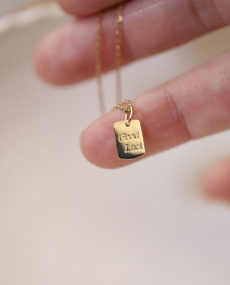 'Good Luck'  Plate Charm Necklace