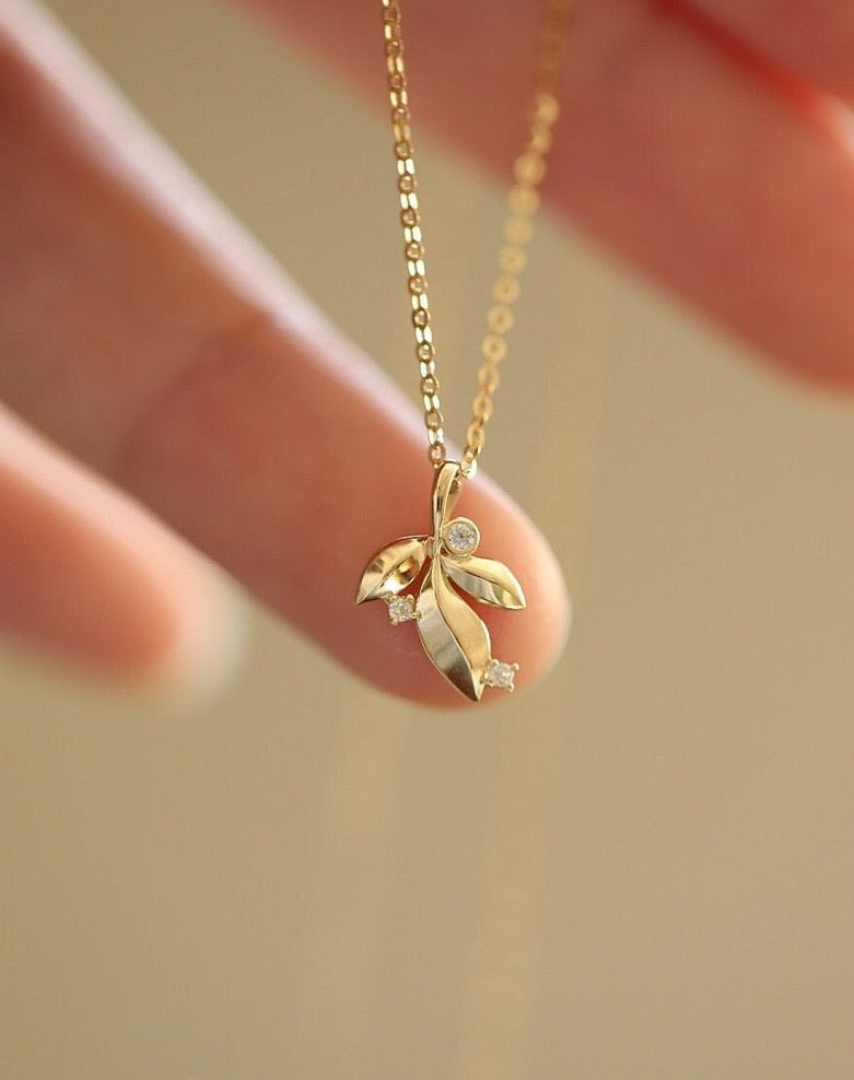 Hazel Leaf Charm Necklace