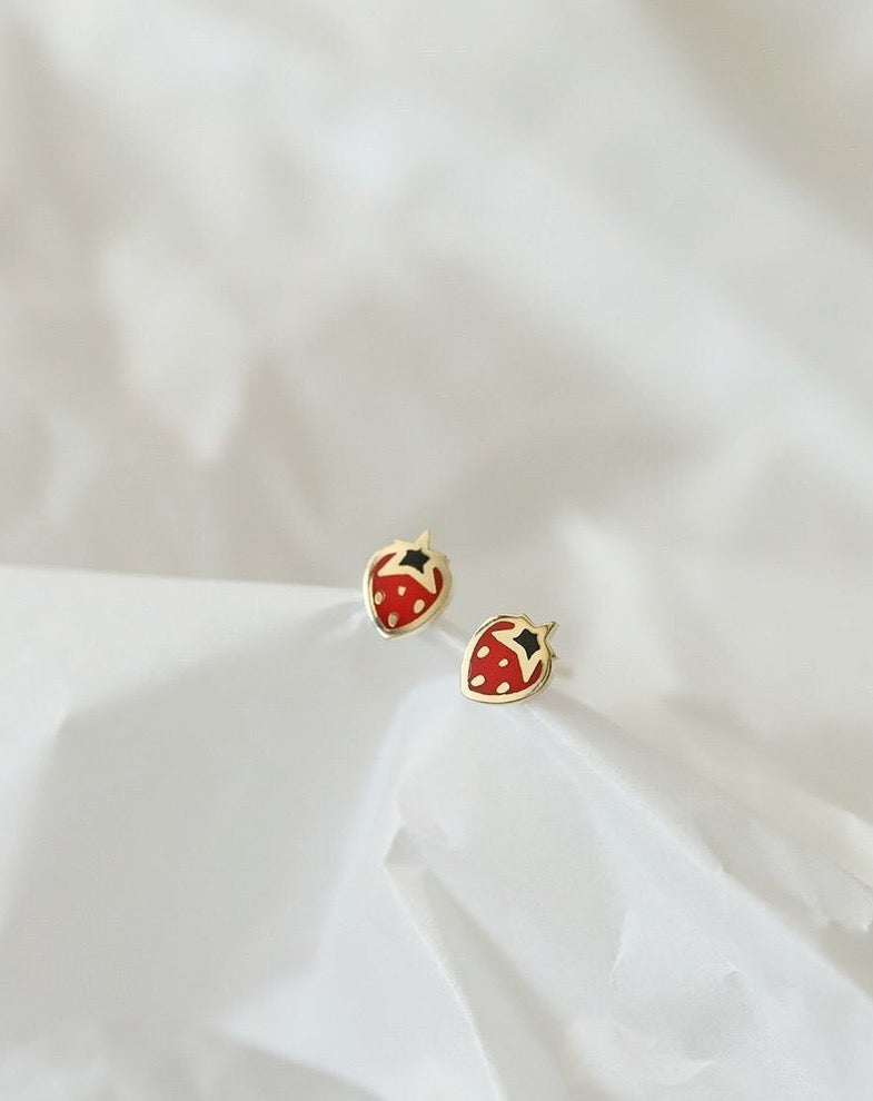 Strawberry Art Stud Earrings