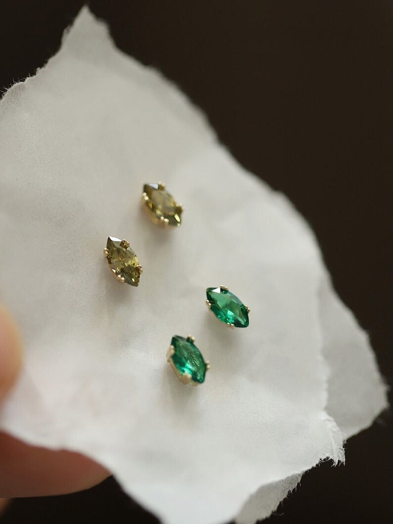 Petite Oval Gem Stud Earrings