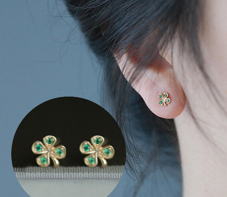 Jade Clover Stud Earrings