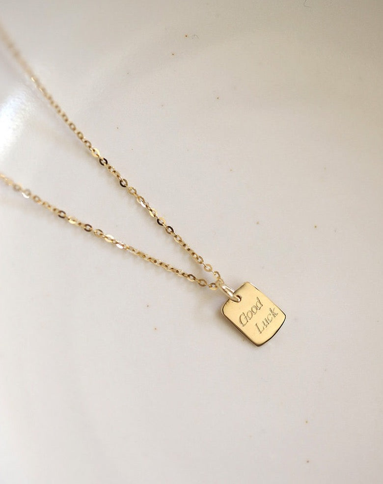 'Good Luck'  Plate Charm Necklace