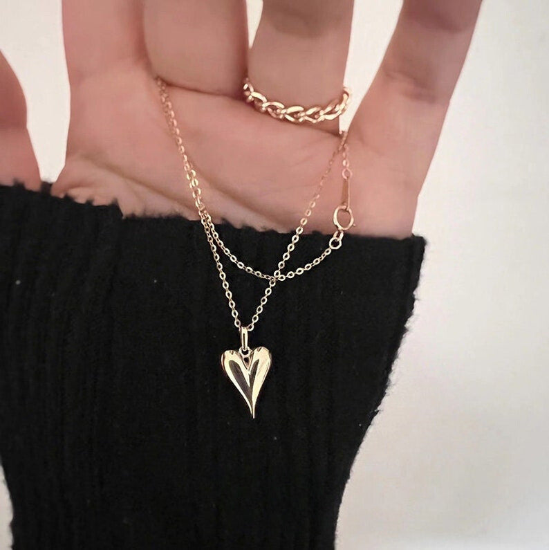 Dagger Heart Charm Necklace