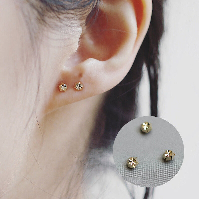 Hexagon Fold Stud Earrings