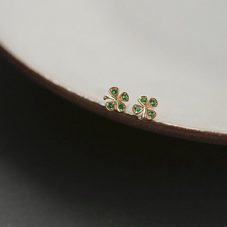 Jade Clover Stud Earrings