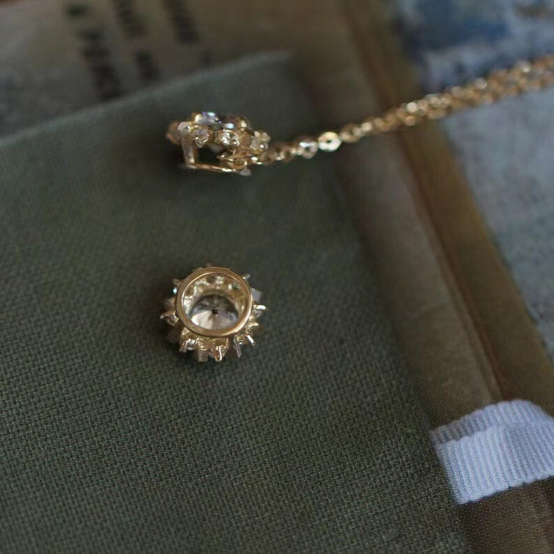 Crystal Sunflower Dome Charm Necklace