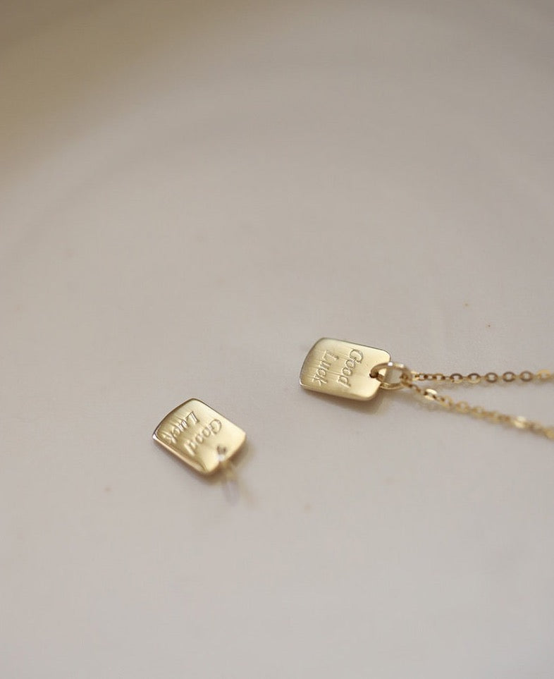 'Good Luck'  Plate Charm Necklace