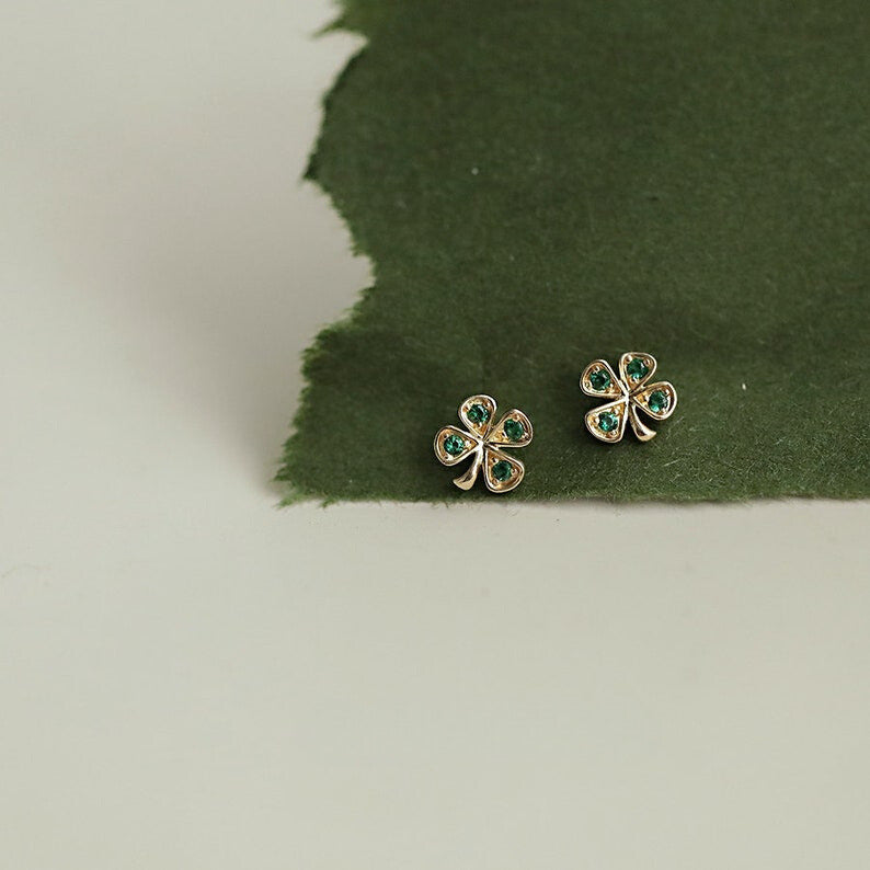 Jade Clover Stud Earrings