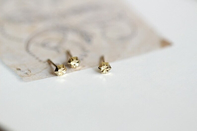 Hexagon Fold Stud Earrings