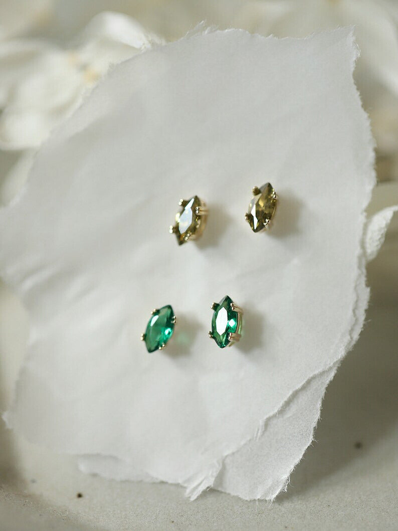 Petite Oval Gem Stud Earrings