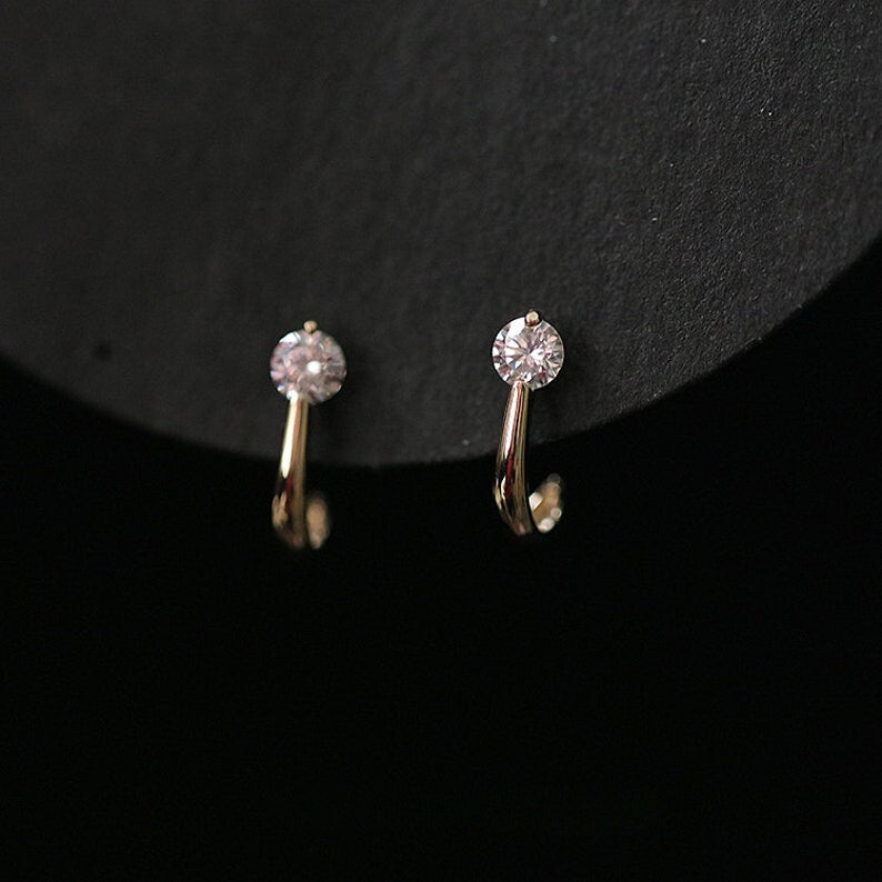 Solitaire Hook Stud Earrings