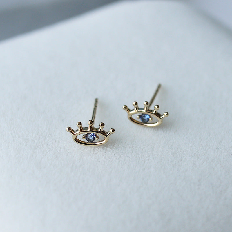 Wide Blue Stud Earrings