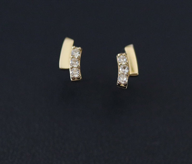 Double Row Crystal Stud Earrings