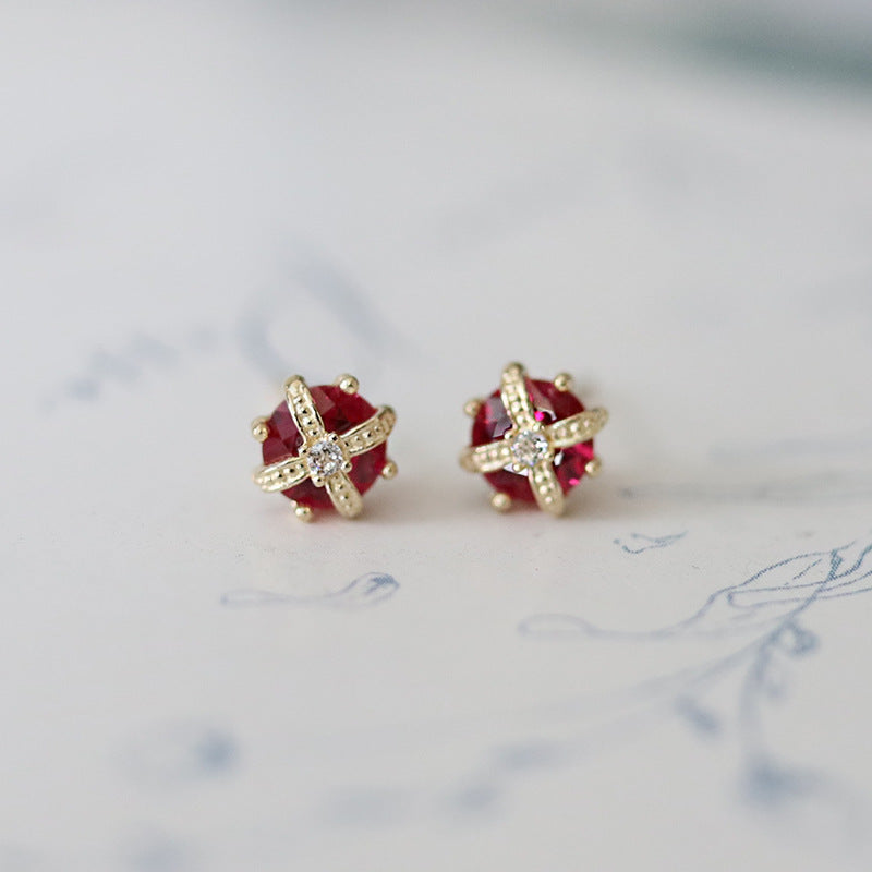 Regal Ruby Stud Earrings