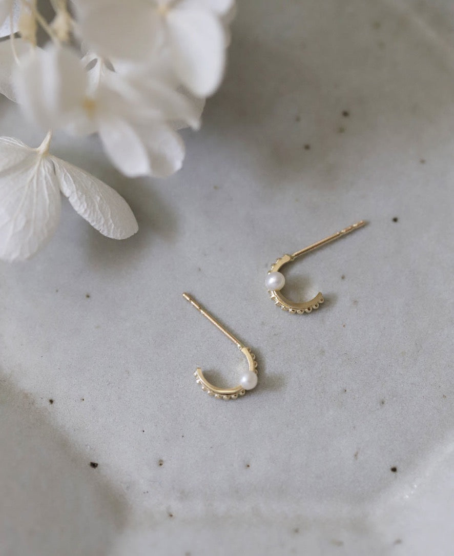 Pearl Hook Stud Earrings