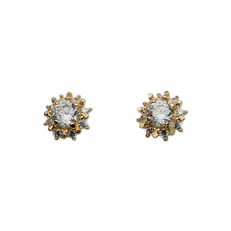 Crystal Sunflower Dome Stud Earrings