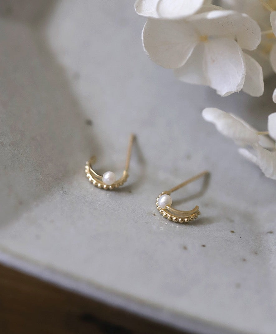 Pearl Hook Stud Earrings