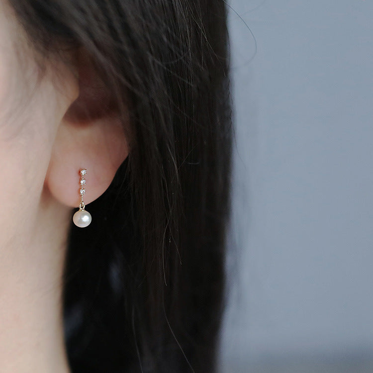 Crystal Pearl Drop Stud Earrings