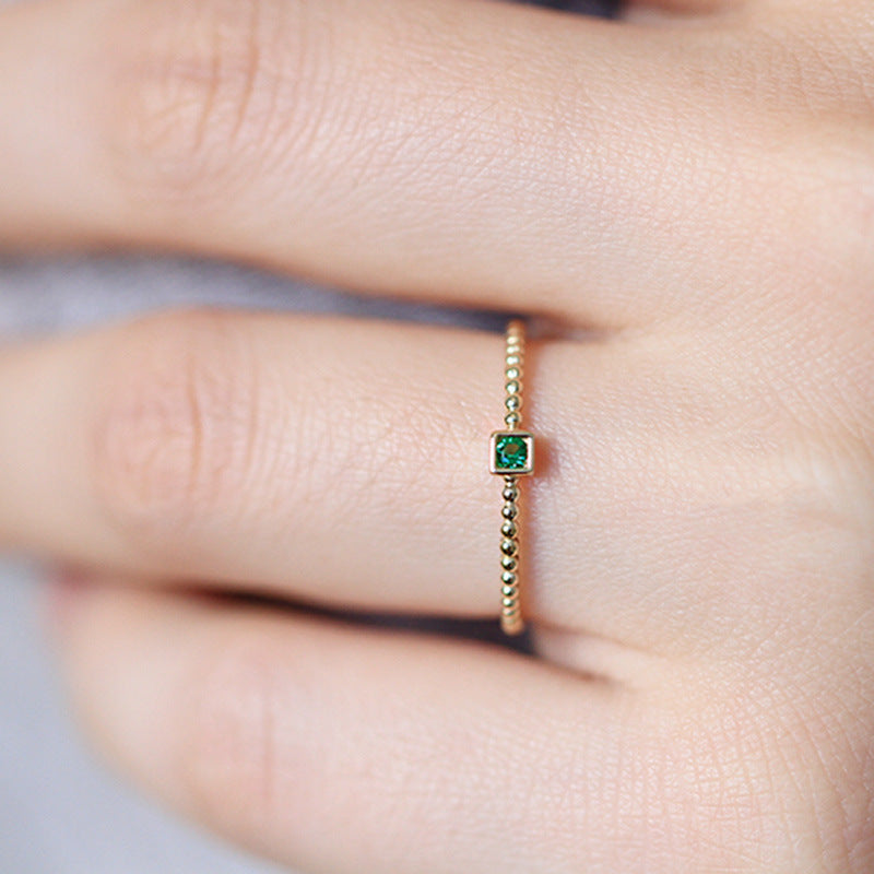 Emerald Mosaic Beaded Stackable Ring