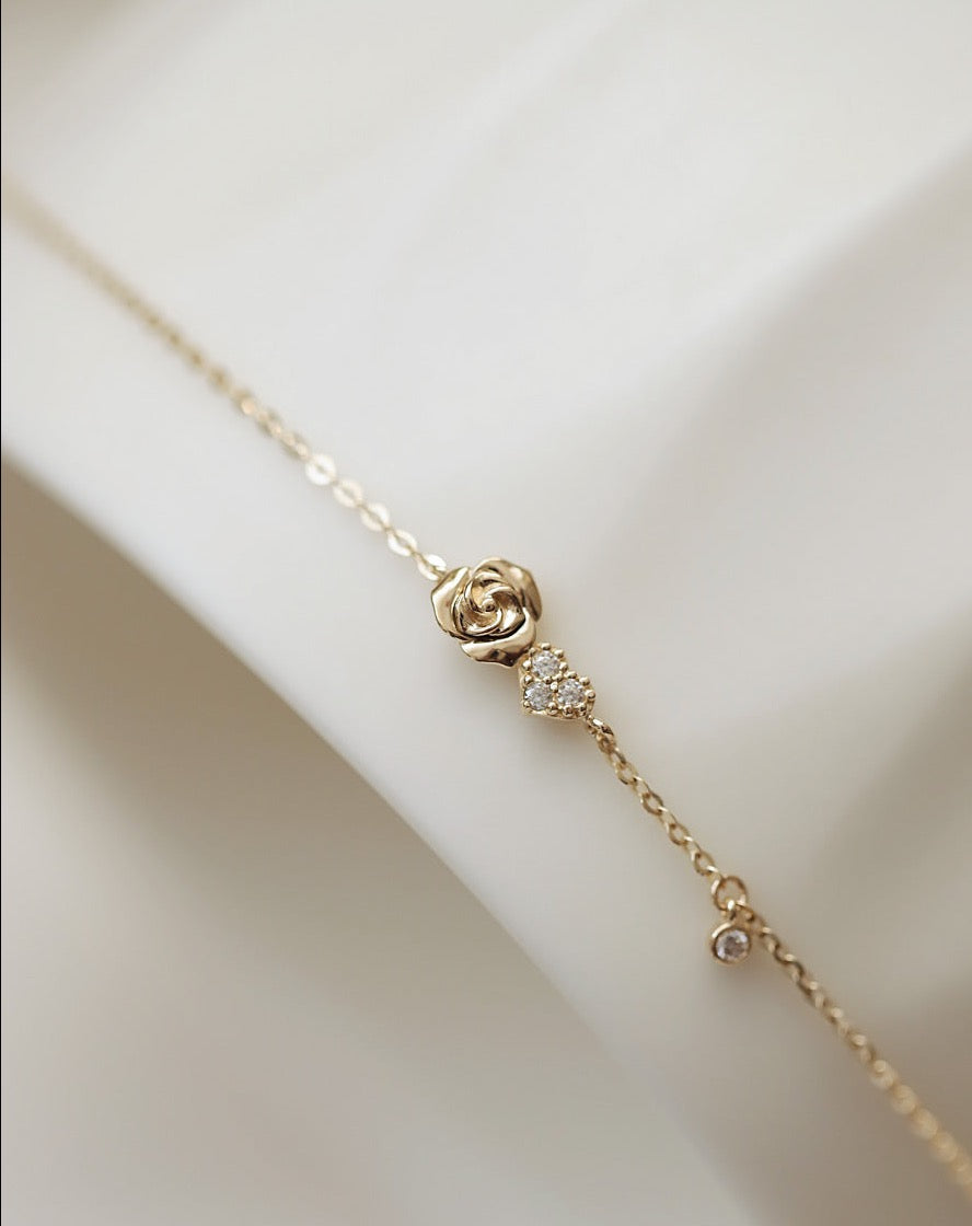 Diamond Rose-Heart Bracelet