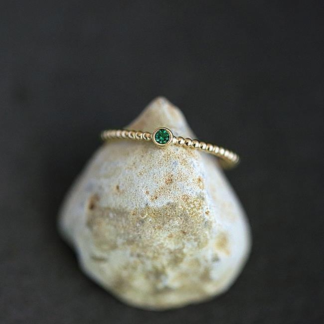 Emerald Beaded Stackable Ring