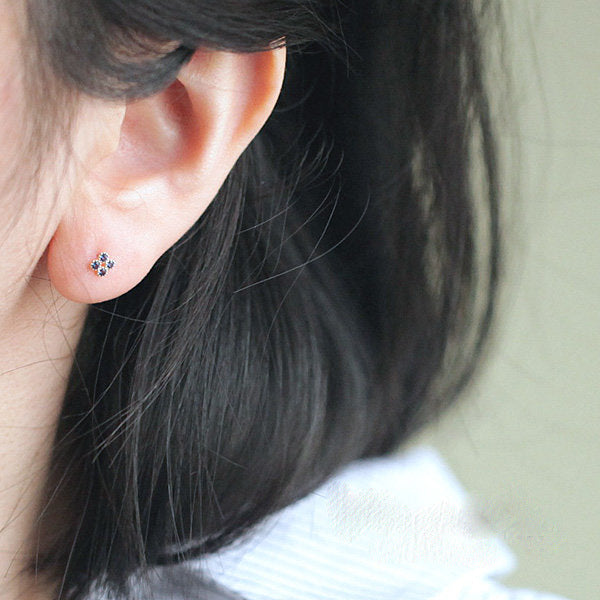 Four Blue Stud Earrings