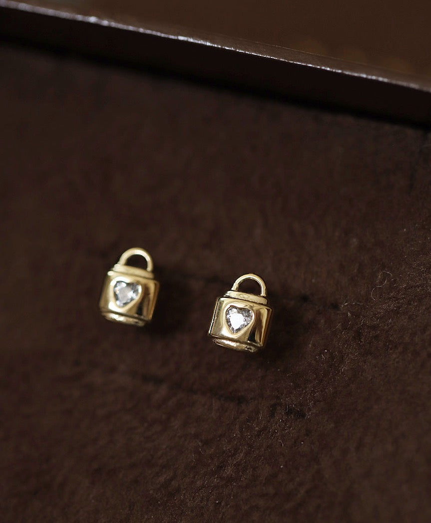 Heart Lock Stud Earrings