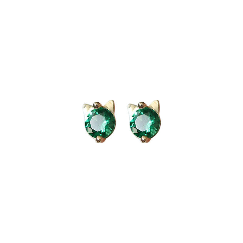 Emerald Cat Stud Earrings