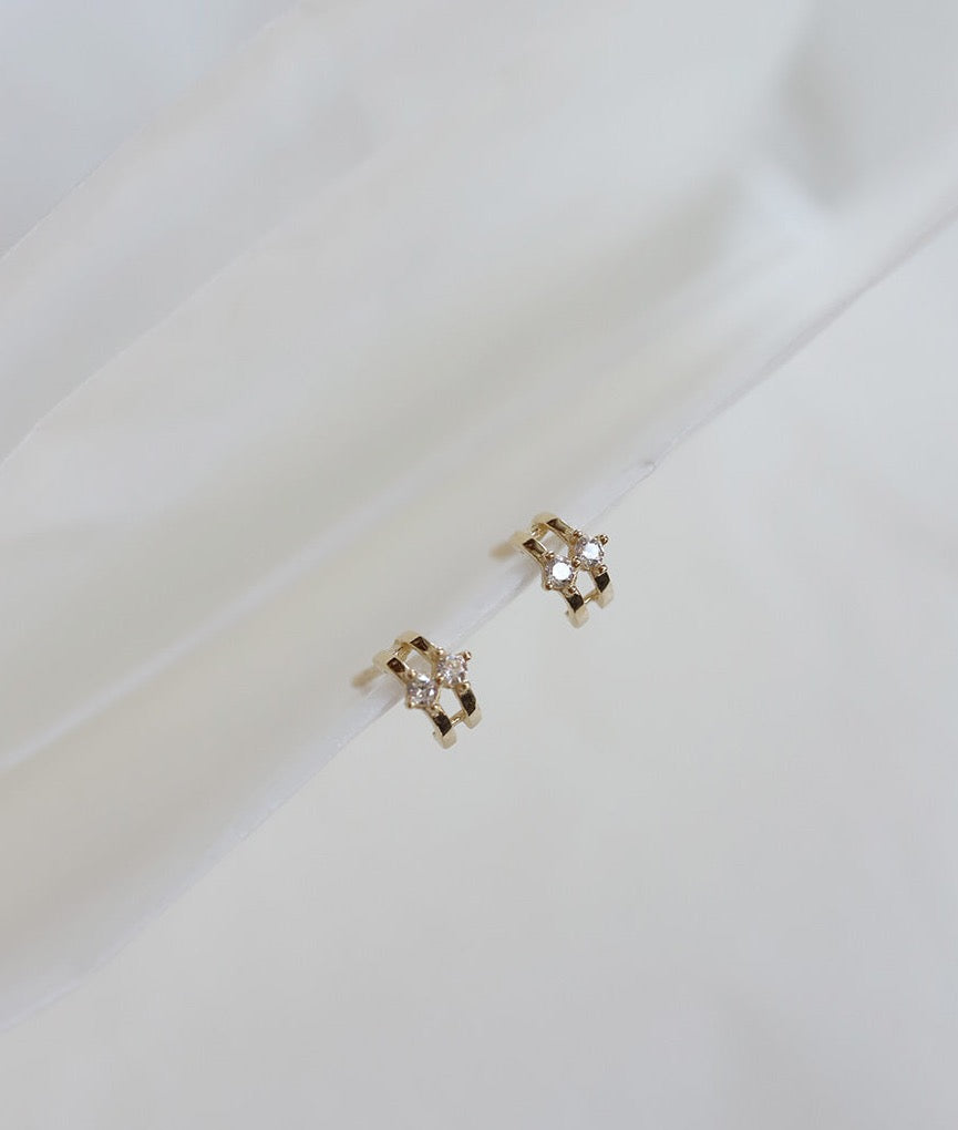 Double Arc Diamond Stud Earrings