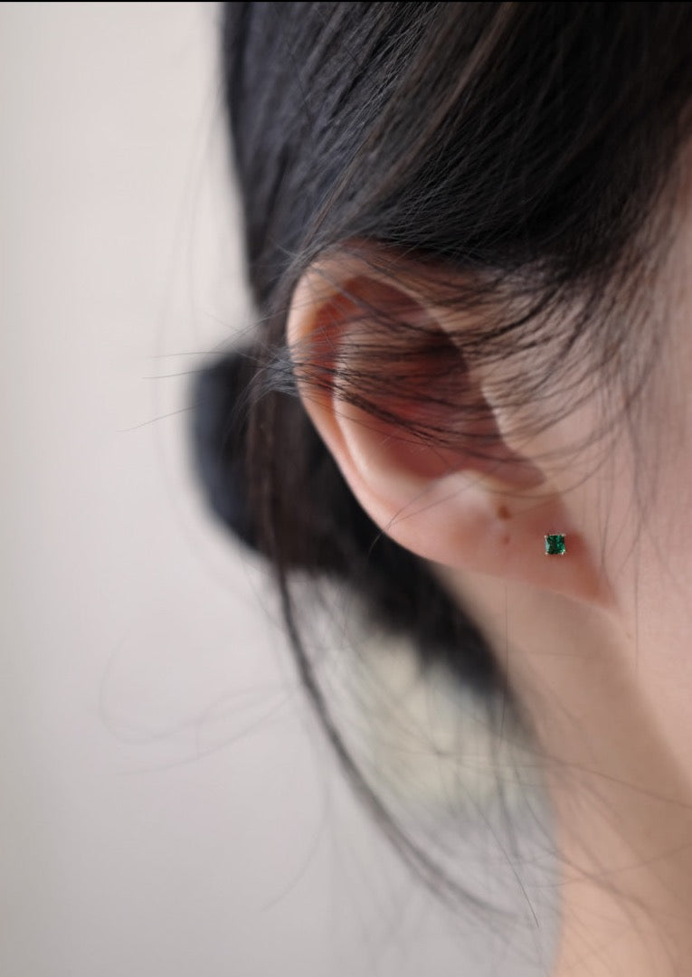 Emerald Square Stud Earrings