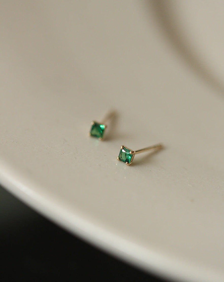 Emerald Square Stud Earrings