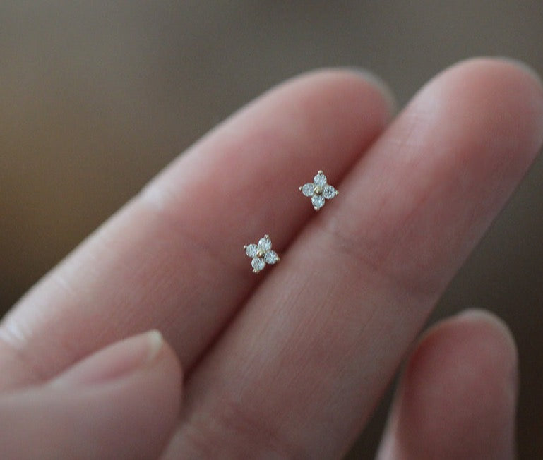 Dainty Clover Stud Earrings