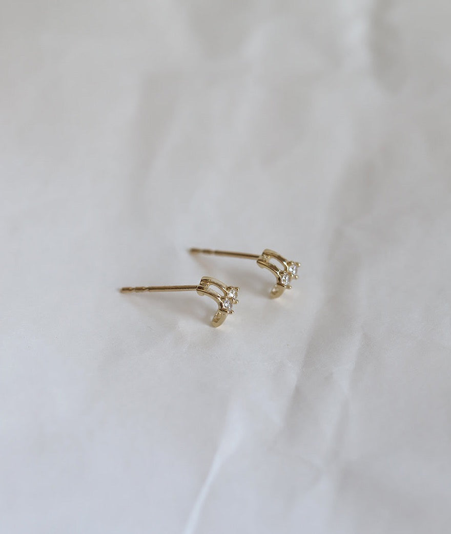 Double Arc Diamond Stud Earrings