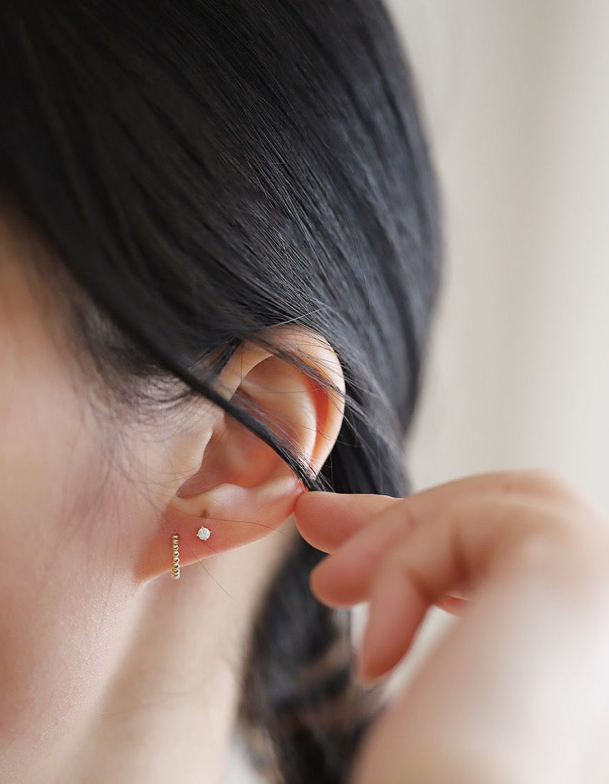 Beaded Huggie Hoops