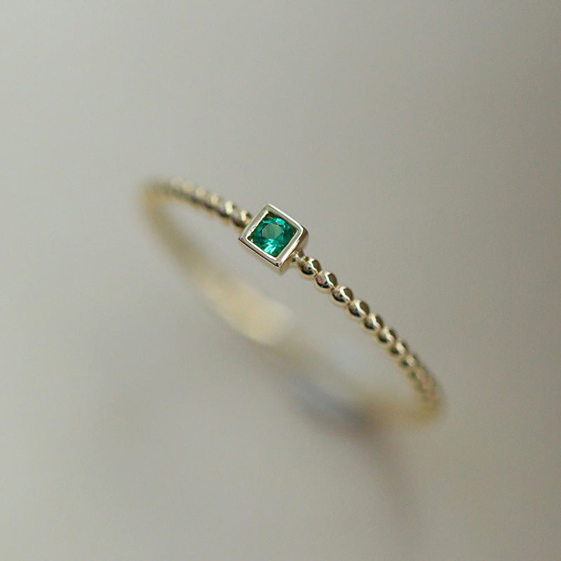 Emerald Mosaic Beaded Stackable Ring