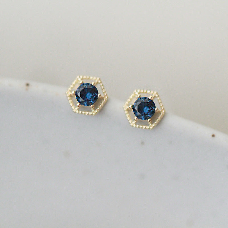 Blue Hex Periodic Stud Earrings