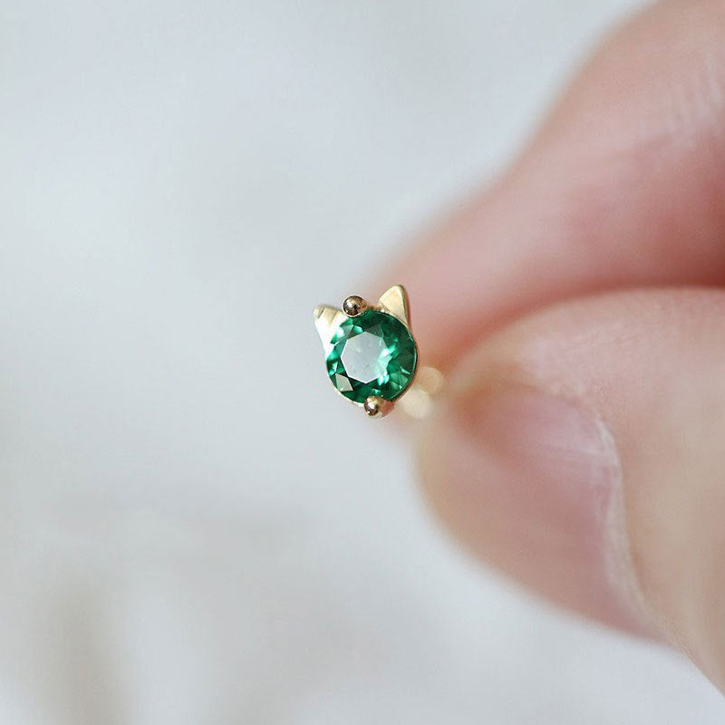 Emerald Cat Stud Earrings