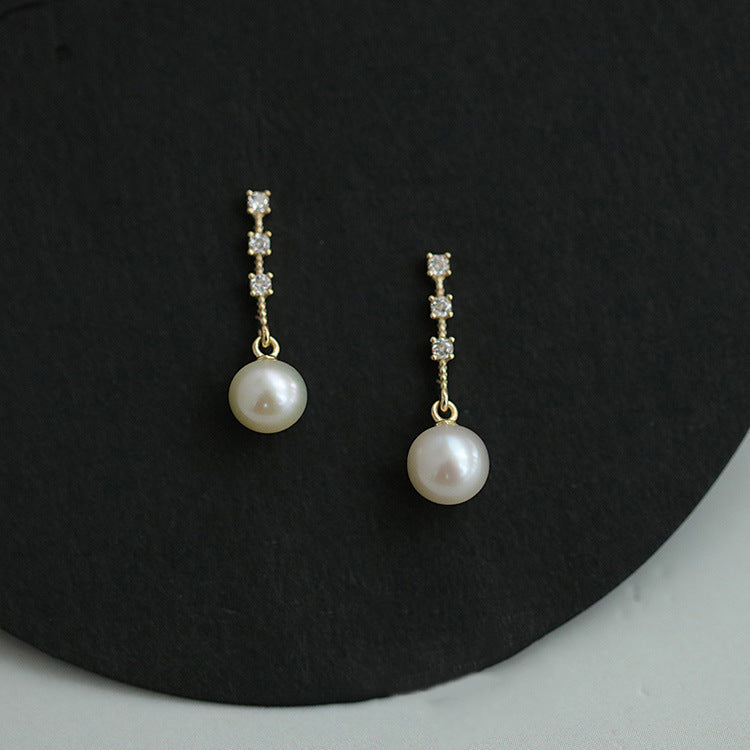 Crystal Pearl Drop Stud Earrings