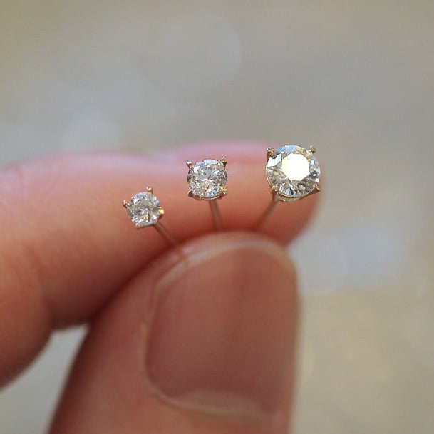 Solitaire Diamond Stud Earrings